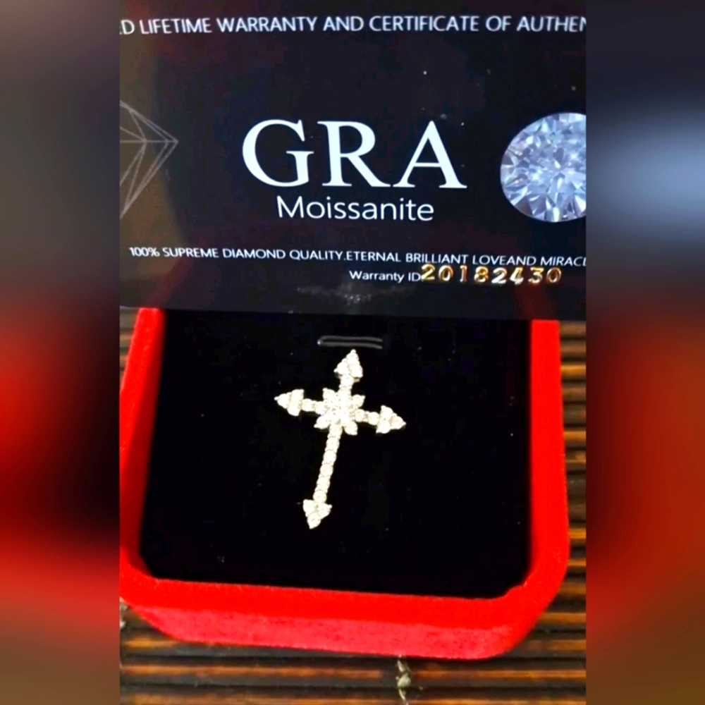 Moissanite Sterling Cross Pendant